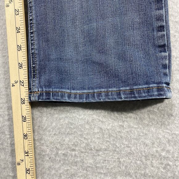 Seven7 Jeans Womens 34x28 Blue Denim Straight Fit Faded Whiskered Distressed - Picture 8 of 14